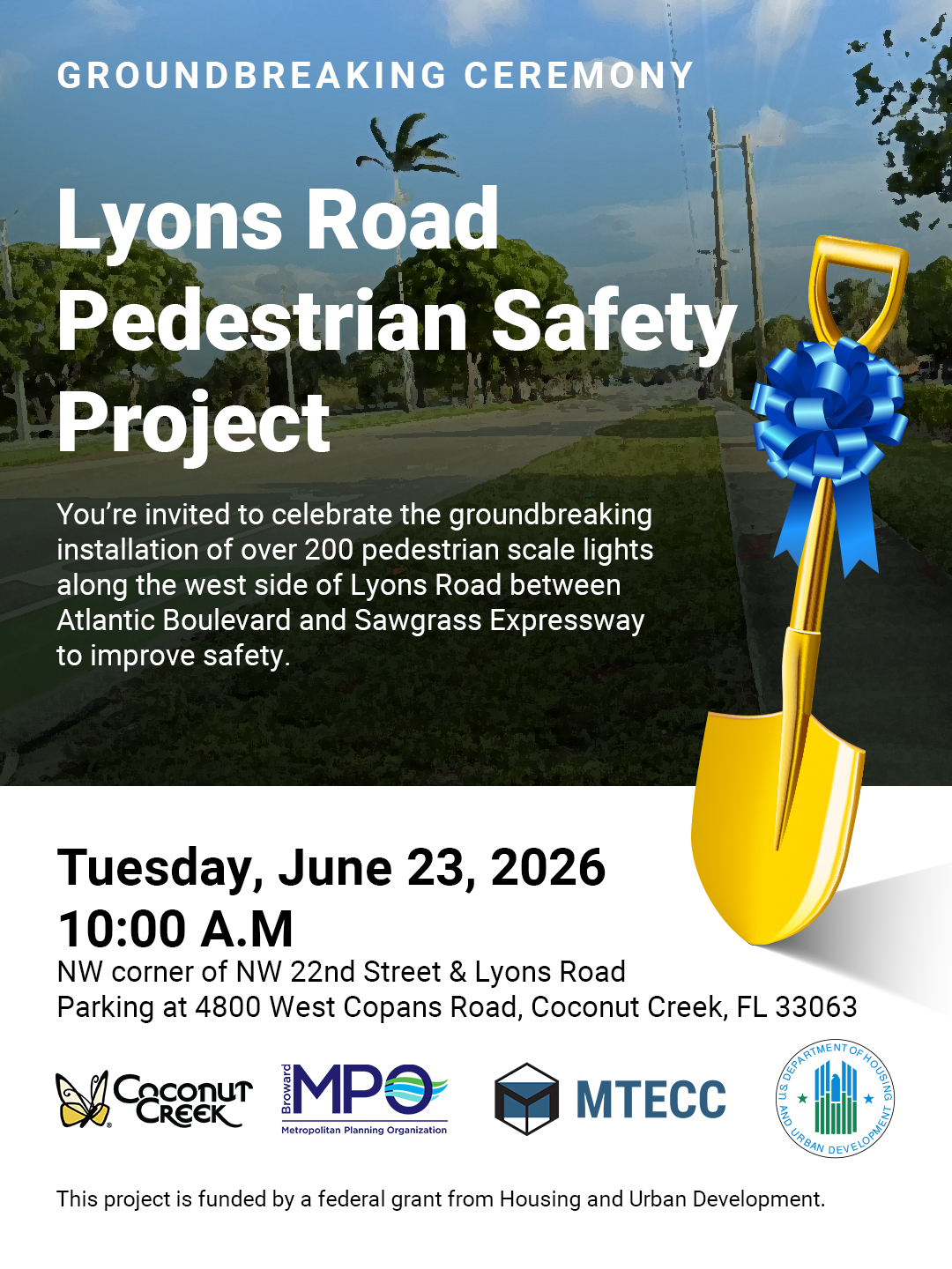 Lyons Road Pedestrian Safety Project flyer